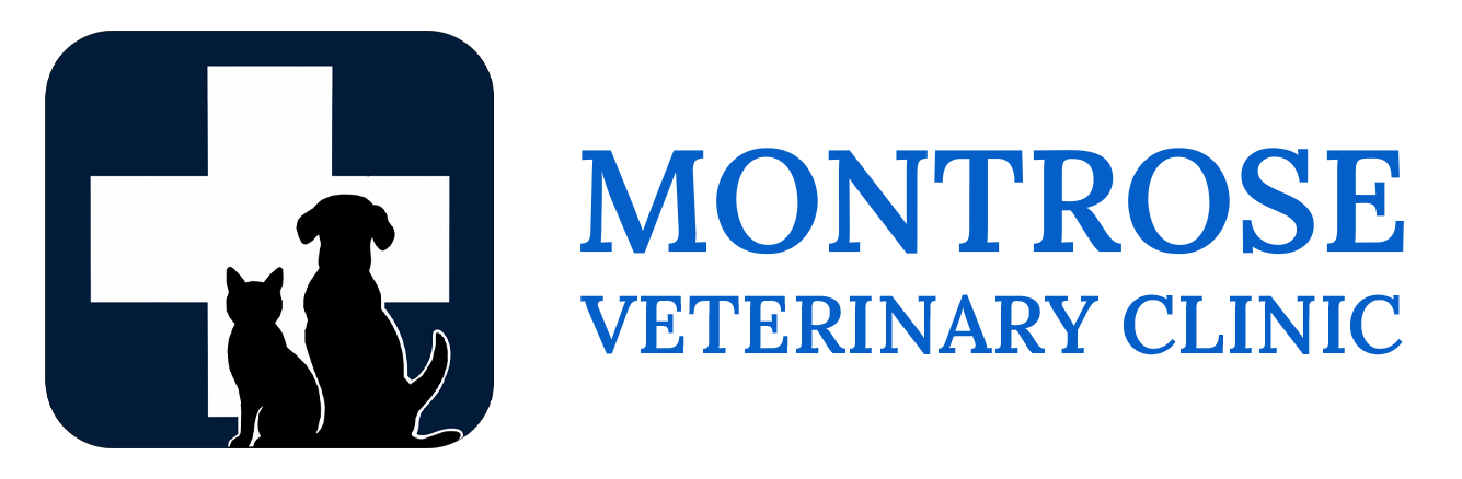 Montrose Veterinary Clinic logo with dog and cat veterinary symbol