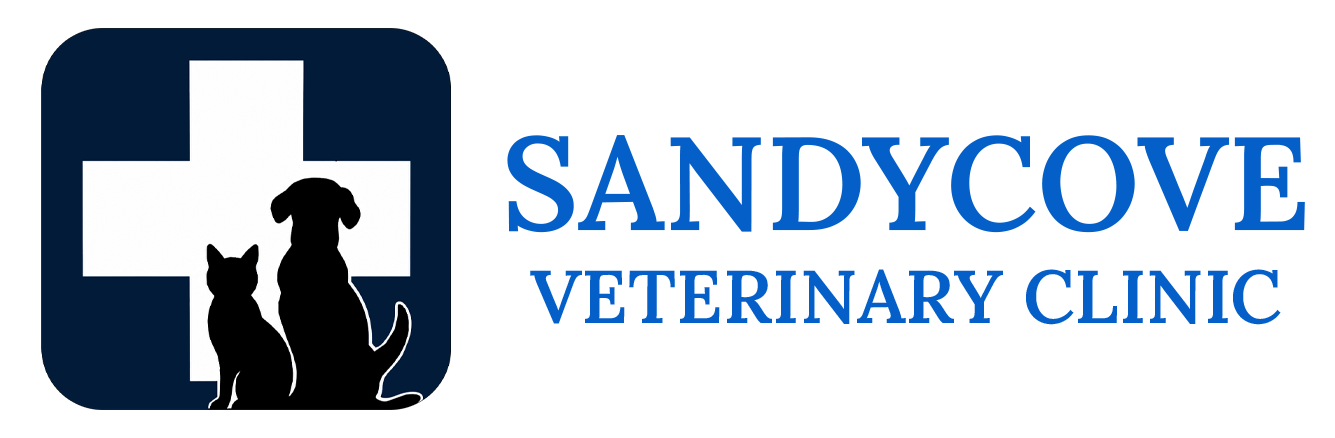 Sandycove Veterinary Clinic logo with dog and cat symbol